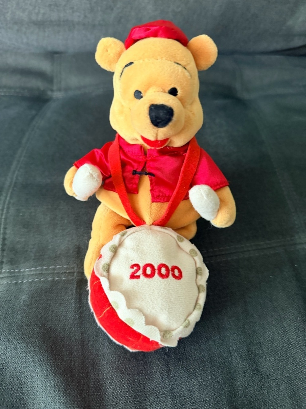 Disney Yellow & Red Pooh Plush with Drum Accessory
